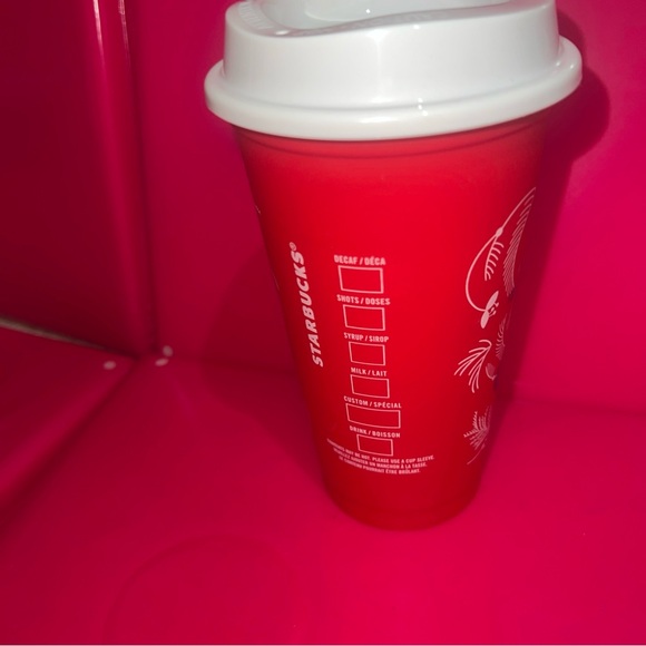 Starbucks 2013 16 Oz Plastic Red Christmas Coffee Cup Holiday Travel Mug w/ Lid - Picture 3 of 6